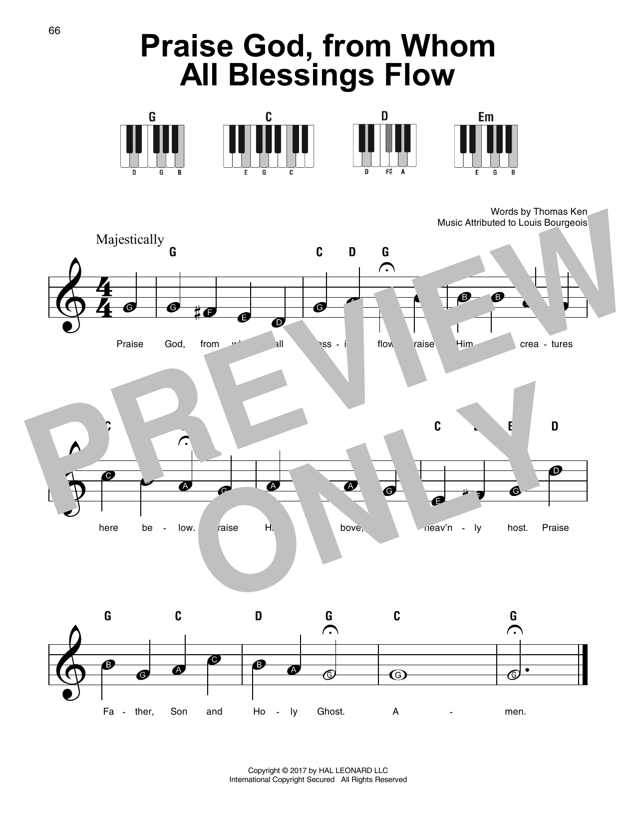 Thomas Ken Praise God, From Whom All Blessings Flow Sheet Music Notes & Chords for SPREP - Download or Print PDF