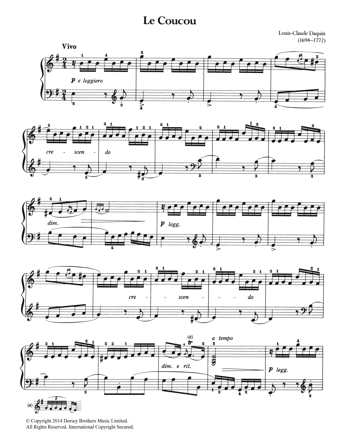 Richard Walters Le Coucou Sheet Music Notes & Chords for Piano - Download or Print PDF