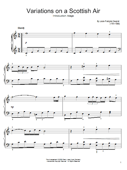 Louis-Francois Dauprat Adagio Sheet Music Notes & Chords for Easy Piano - Download or Print PDF
