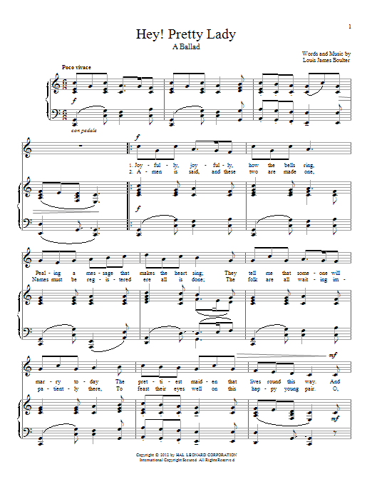 Louis James Boulter Hey! Pretty Lady Sheet Music Notes & Chords for Piano & Vocal - Download or Print PDF