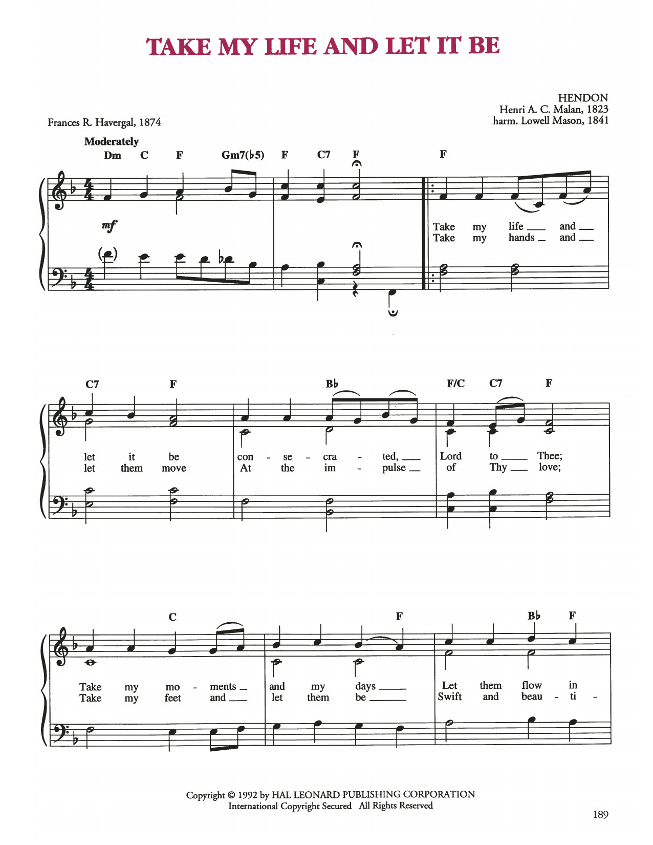 Louis J.F. Herold Take My Life And Let It Be Sheet Music Notes & Chords for Easy Piano - Download or Print PDF Louis J.F. Herold Take My Life And Let It Be Sheet Music Notes & Chords for Easy Piano - Download or Print PDF