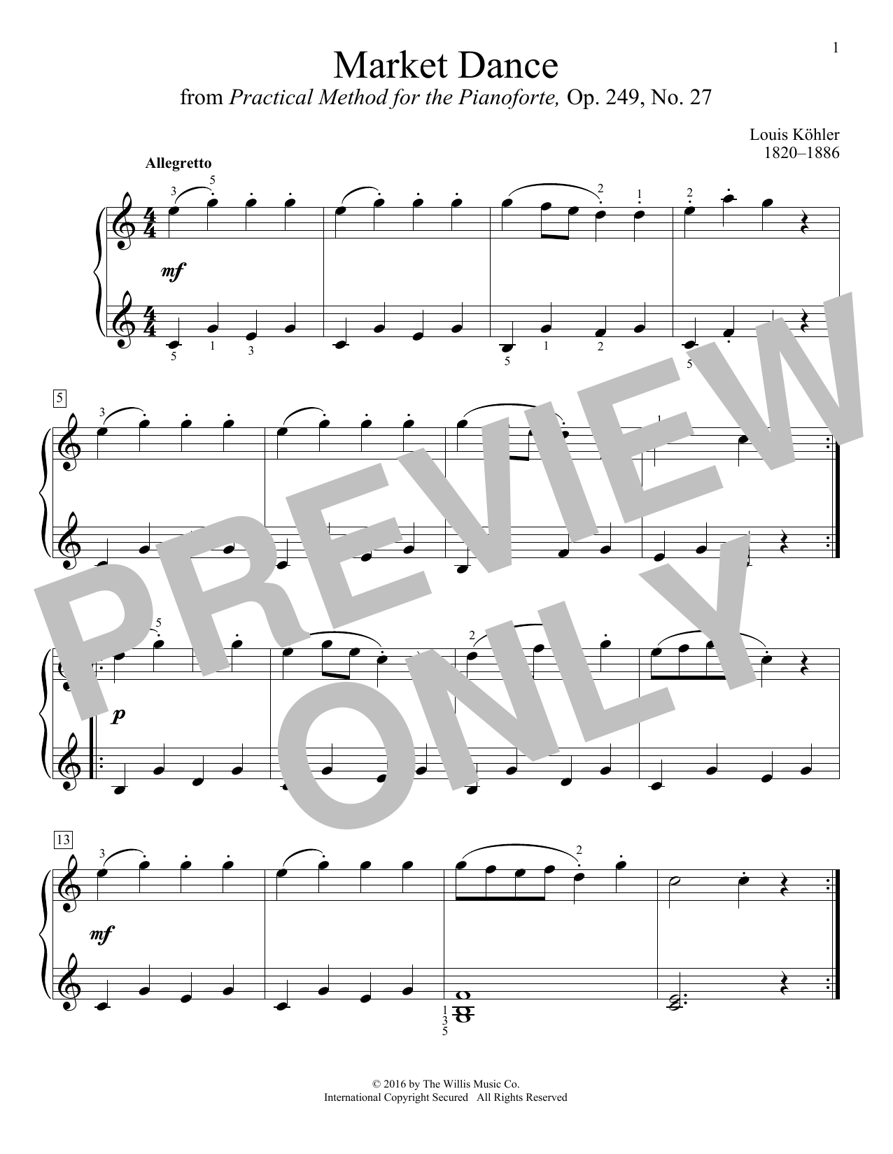 Louis Kohler Market Dance Sheet Music Notes & Chords for Educational Piano - Download or Print PDF