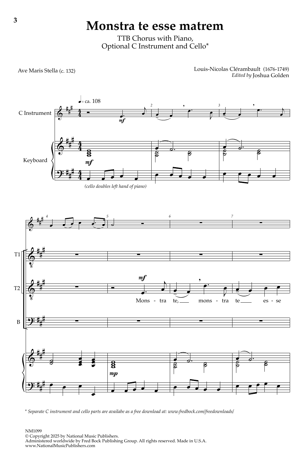 Louis-Nicolas Clérambault Monstra te esse matrem Sheet Music Notes & Chords for TTB Choir - Download or Print PDF Louis-Nicolas Clérambault Monstra te esse matrem Sheet Music Notes & Chords for TTB Choir - Download or Print PDF