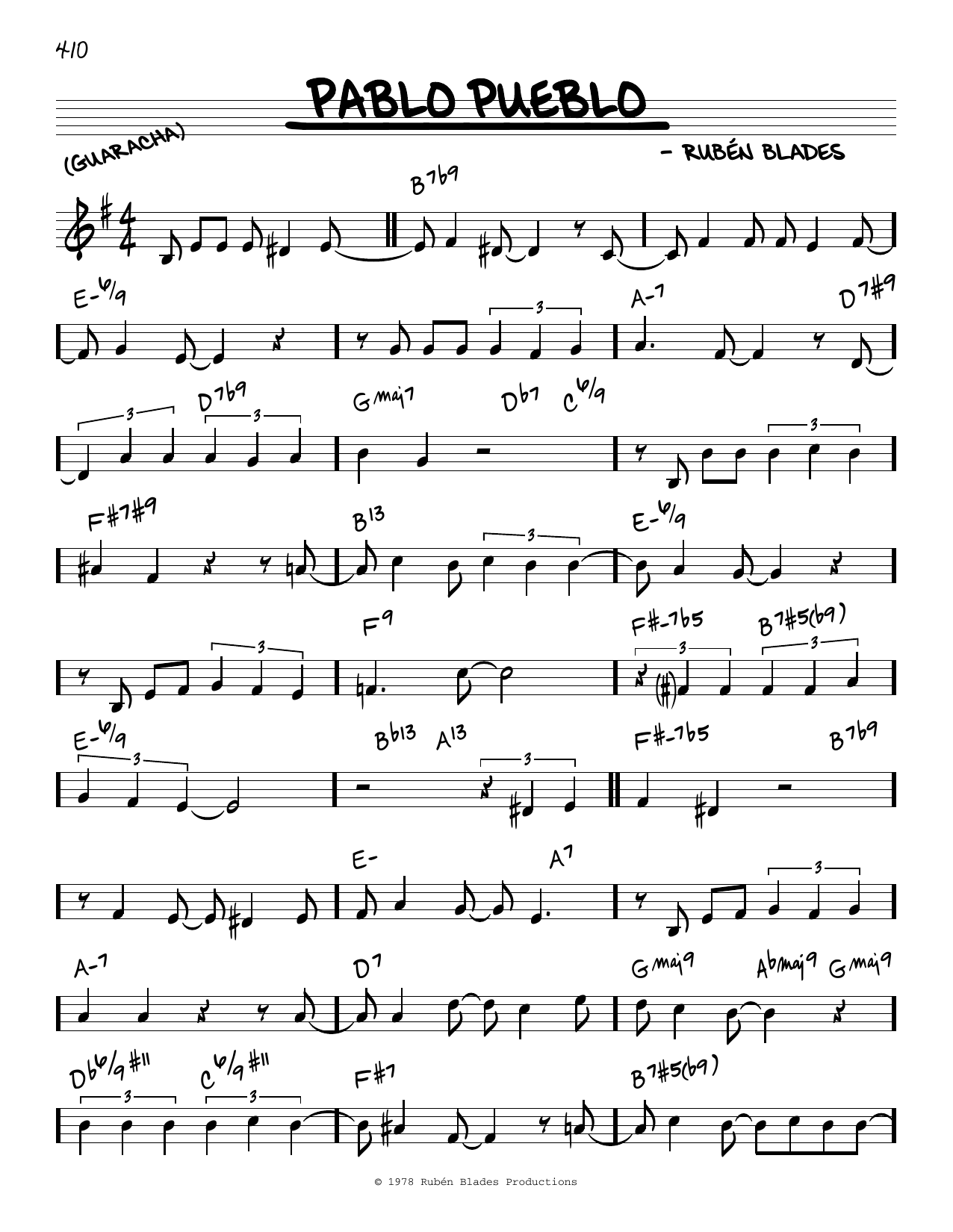 Louis Ortiz Pablo Pueblo Sheet Music Notes & Chords for Real Book – Melody & Chords - Download or Print PDF