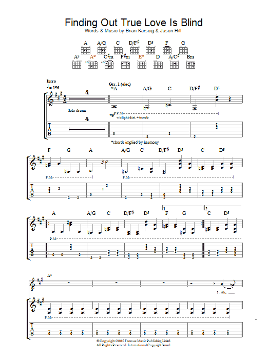 Louis XIV Finding Out True Love Is Blind Sheet Music Notes & Chords for Guitar Tab - Download or Print PDF