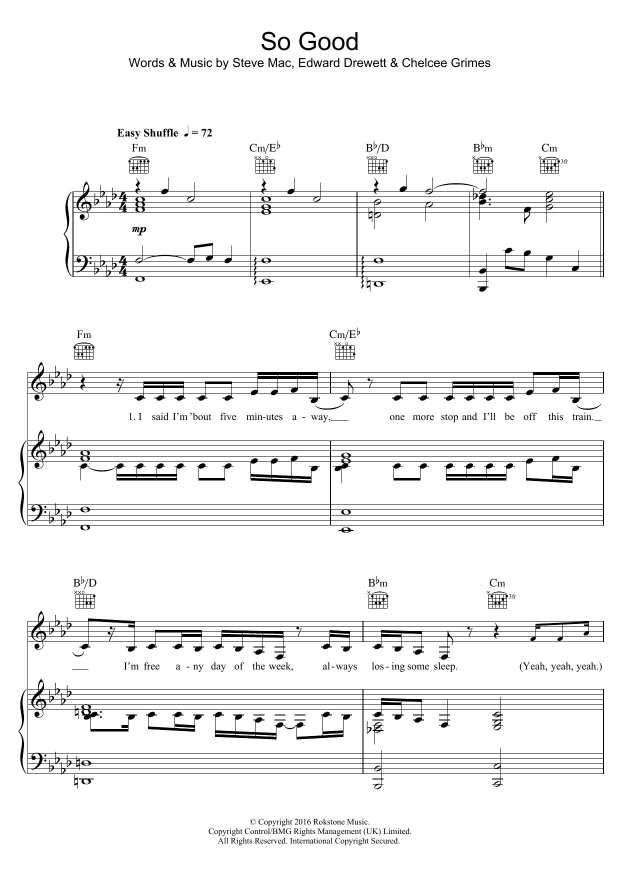 Louisa Johnson So Good Sheet Music Notes & Chords for Piano, Vocal & Guitar (Right-Hand Melody) - Download or Print PDF