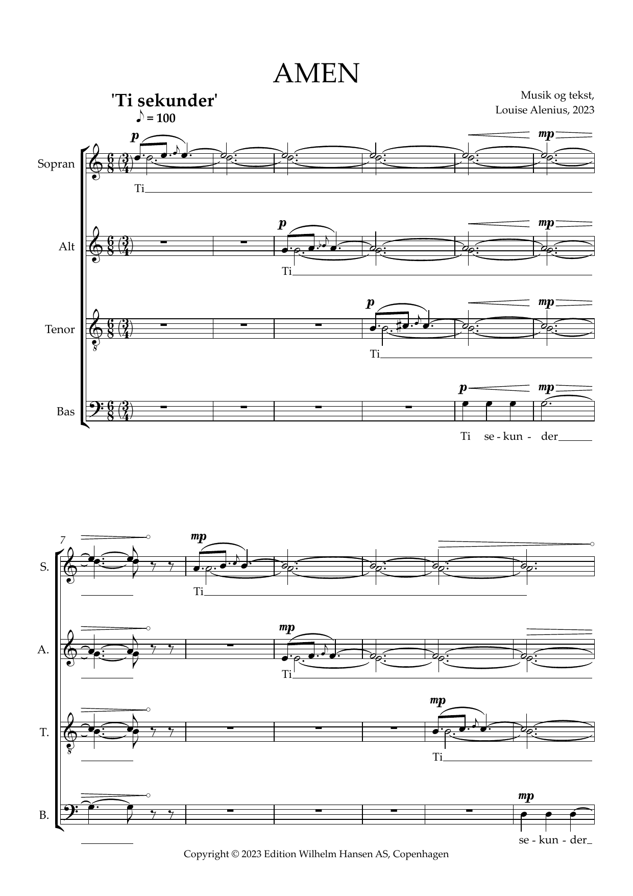 Louise Alenius Amen Sheet Music Notes & Chords for SATB Choir - Download or Print PDF