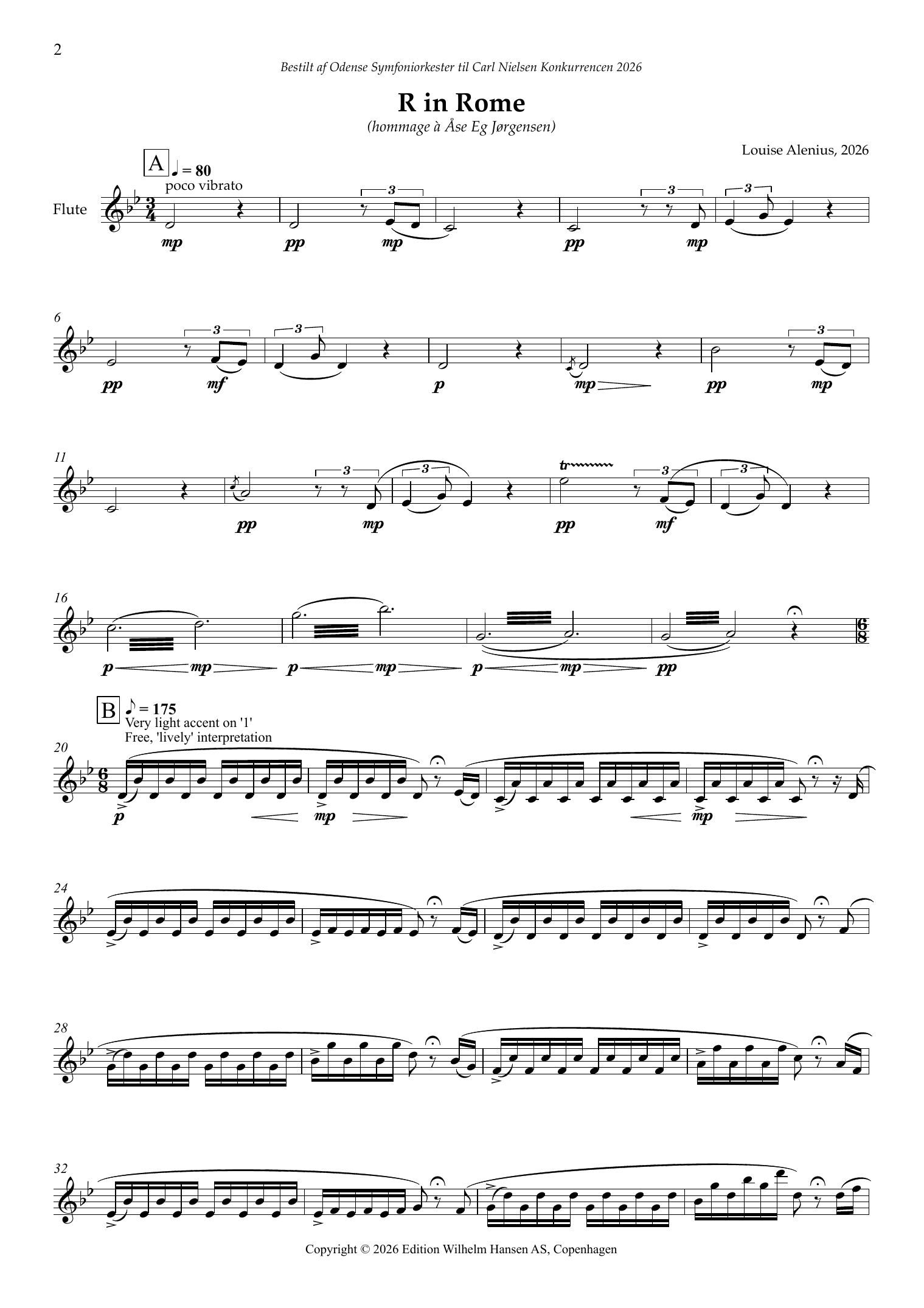 Louise Alenius R In Rome Sheet Music Notes & Chords for Flute Solo - Download or Print PDF