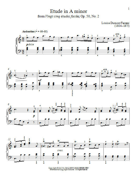 Gail Smith Etude In A Minor Sheet Music Notes & Chords for Piano - Download or Print PDF