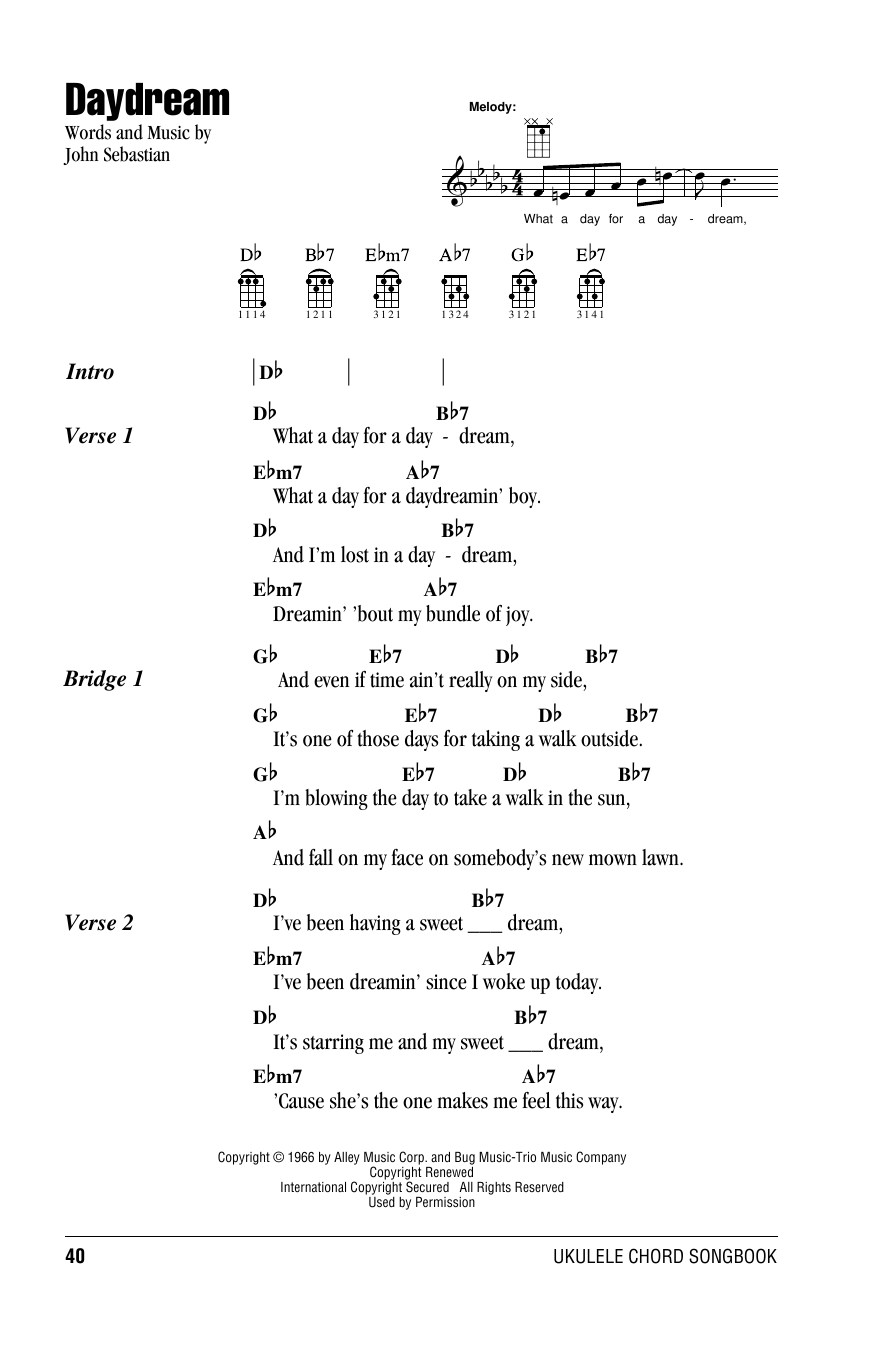 Lovin' Spoonful Daydream Sheet Music Notes & Chords for Real Book – Melody, Lyrics & Chords - Download or Print PDF