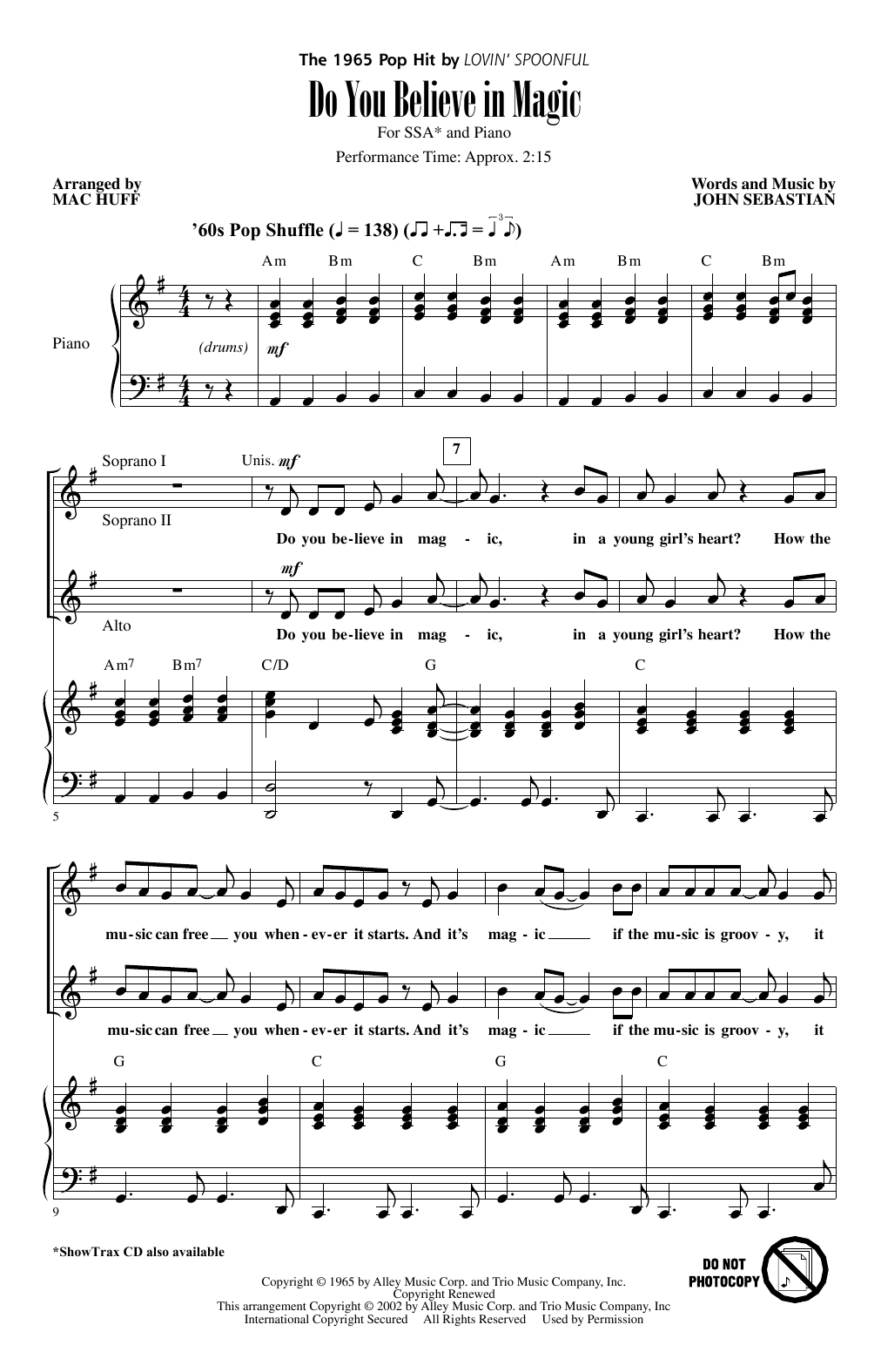 Lovin' Spoonful Do You Believe In Magic (arr. Mac Huff) Sheet Music Notes & Chords for SSA Choir - Download or Print PDF