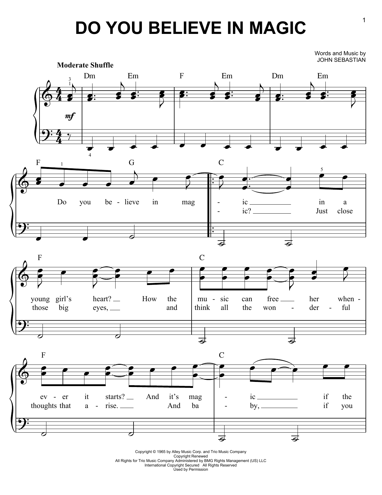 Lovin' Spoonful Do You Believe In Magic Sheet Music Notes & Chords for Viola - Download or Print PDF