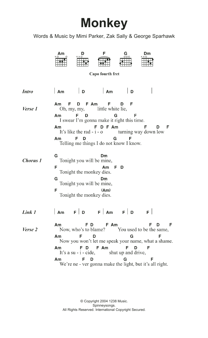 Low Monkey Sheet Music Notes & Chords for Lyrics & Chords - Download or Print PDF Low Monkey Sheet Music Notes & Chords for Lyrics & Chords - Download or Print PDF