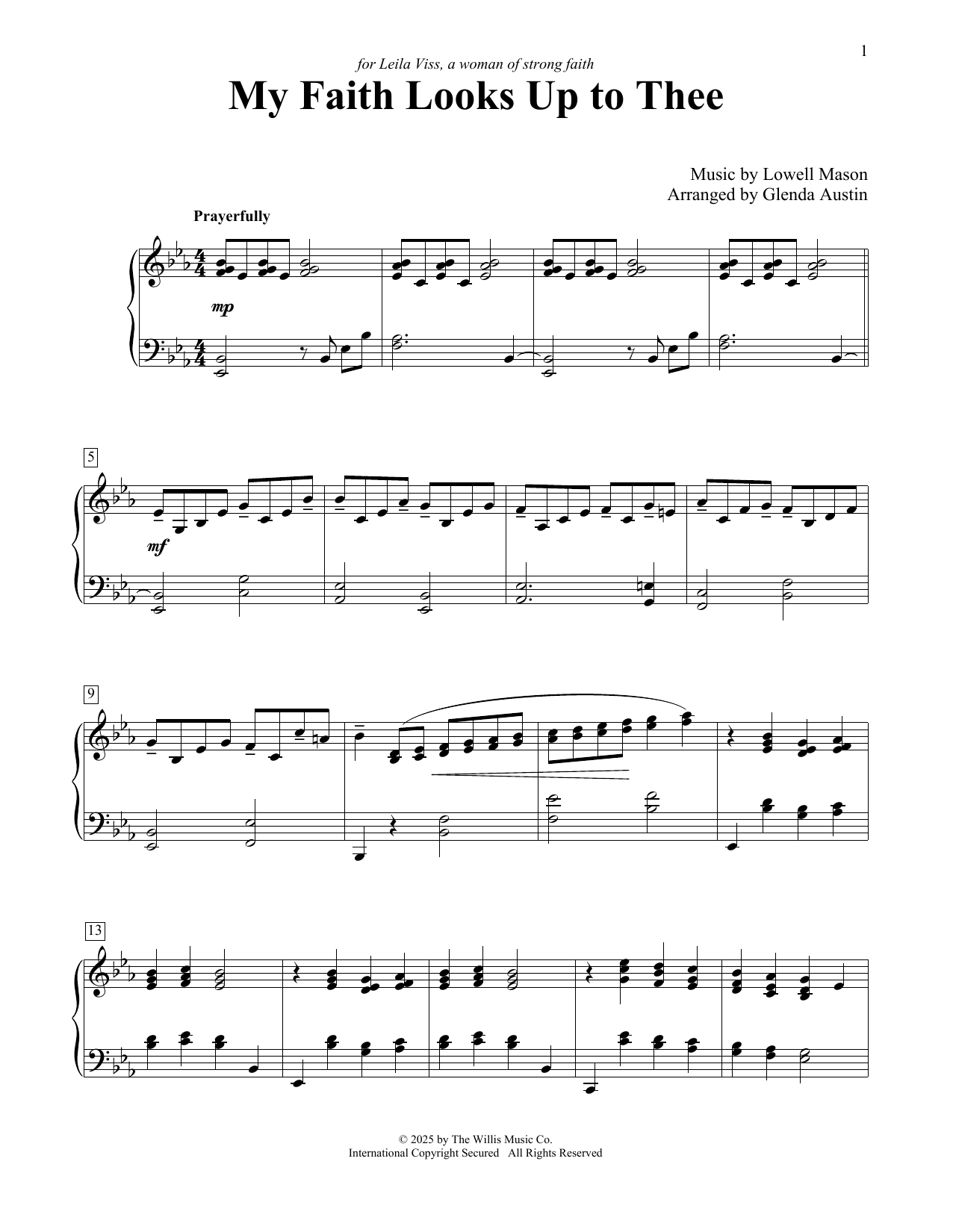 Lowell Mason My Faith Looks Up To Thee (arr. Glenda Austin) Sheet Music Notes & Chords for Educational Piano - Download or Print PDF