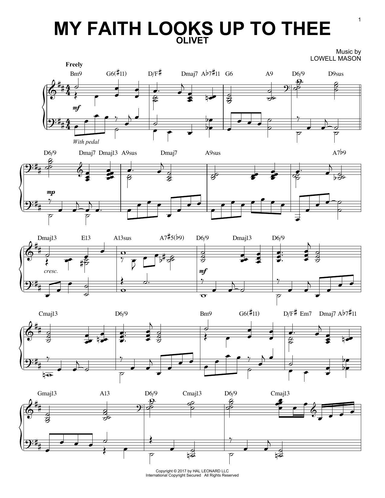Lowell Mason My Faith Looks Up To Thee [Jazz version] Sheet Music Notes & Chords for Piano - Download or Print PDF