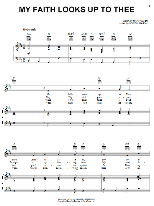 Lowell Mason My Faith Looks Up To Thee Sheet Music Notes & Chords for Accordion - Download or Print PDF