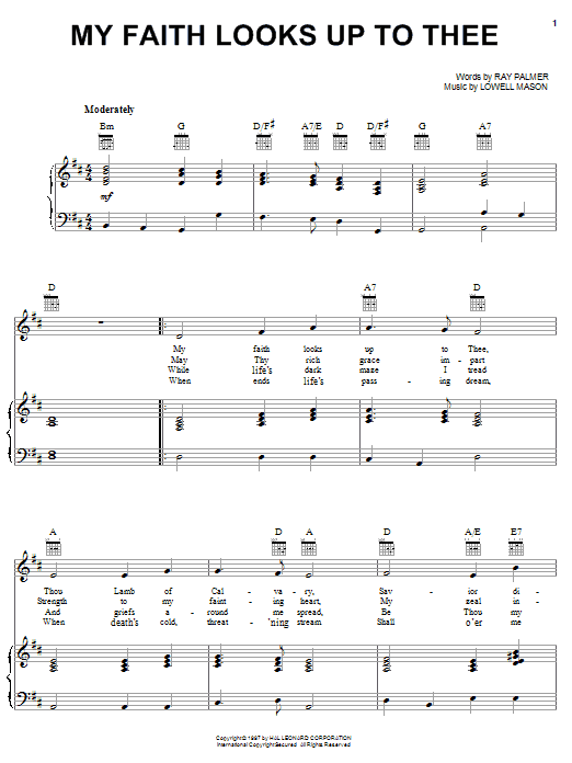 Lowell Mason My Faith Looks Up To Thee Sheet Music Notes & Chords for SPREP - Download or Print PDF