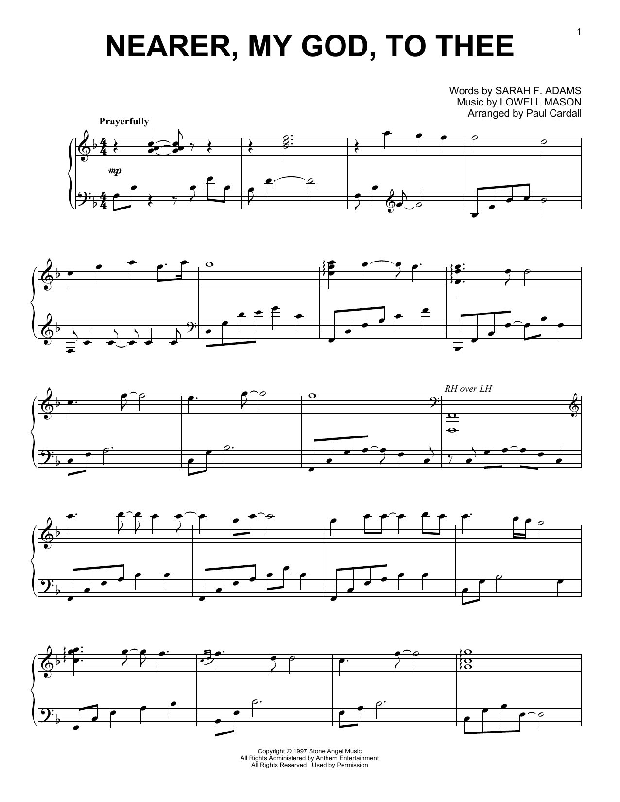 Lowell Mason Nearer, My God, To Thee (arr. Paul Cardall) Sheet Music Notes & Chords for Piano Solo - Download or Print PDF