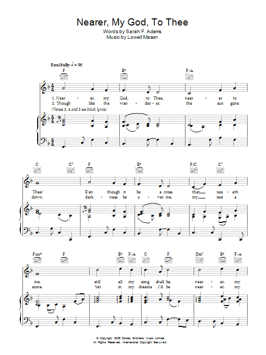 Lowell Mason Nearer, My God, To Thee Sheet Music Notes & Chords for SPREP - Download or Print PDF
