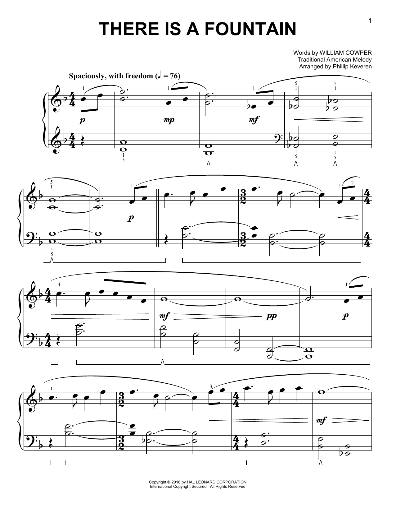 Lowell Mason There Is A Fountain [Classical version] (arr. Phillip Keveren) Sheet Music Notes & Chords for Easy Piano - Download or Print PDF