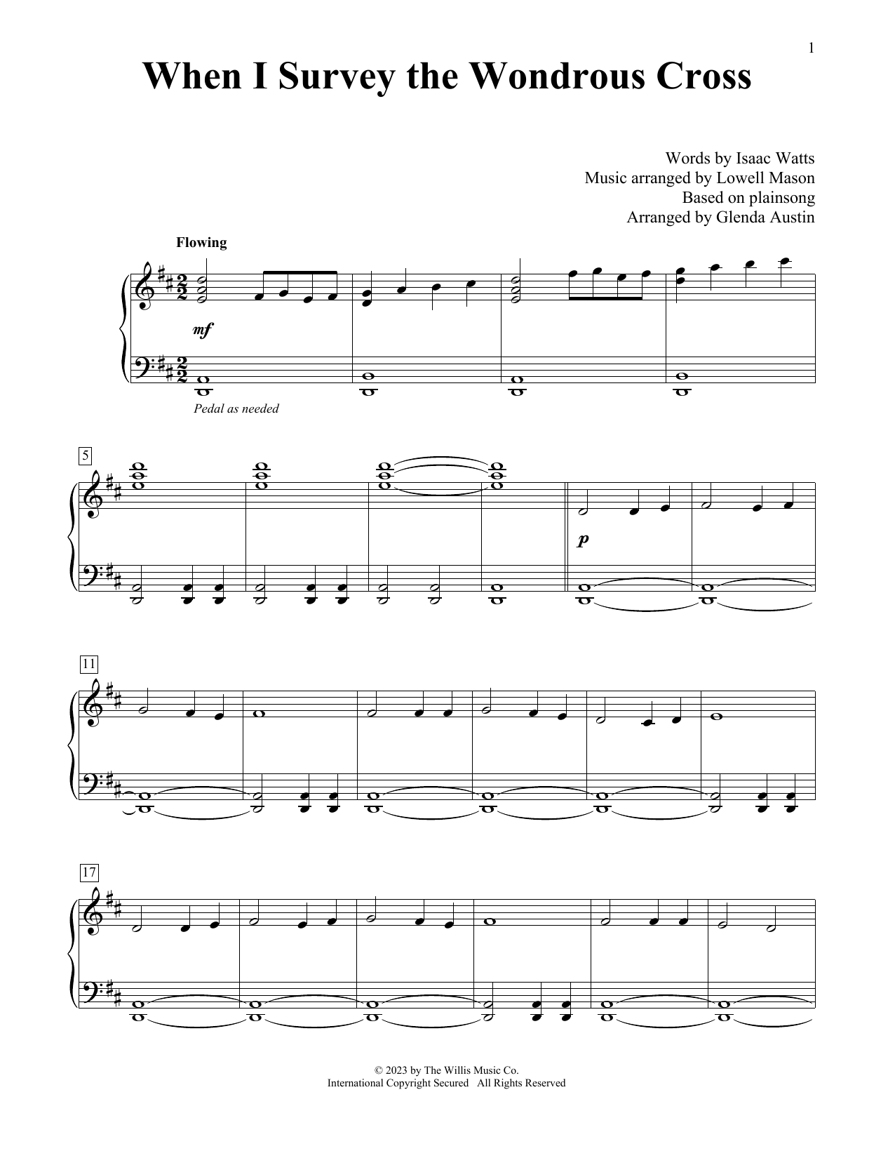 Lowell Mason When I Survey The Wondrous Cross (arr. Glenda Austin) Sheet Music Notes & Chords for Educational Piano - Download or Print PDF