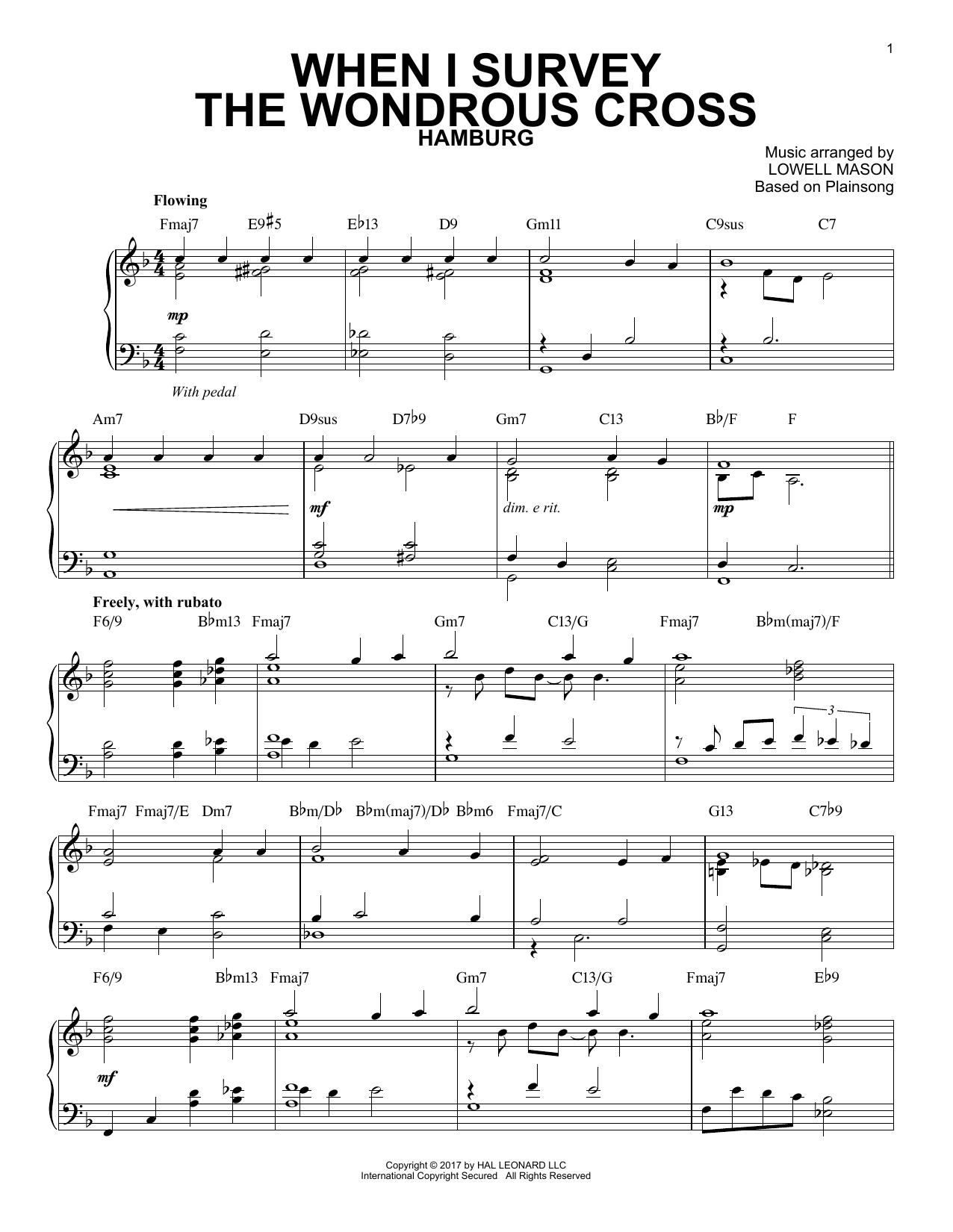 Lowell Mason When I Survey The Wondrous Cross [Jazz version] Sheet Music Notes & Chords for Piano - Download or Print PDF