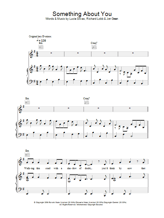 Lucie Silvas Something About You Sheet Music Notes & Chords for Piano, Vocal & Guitar (Right-Hand Melody) - Download or Print PDF