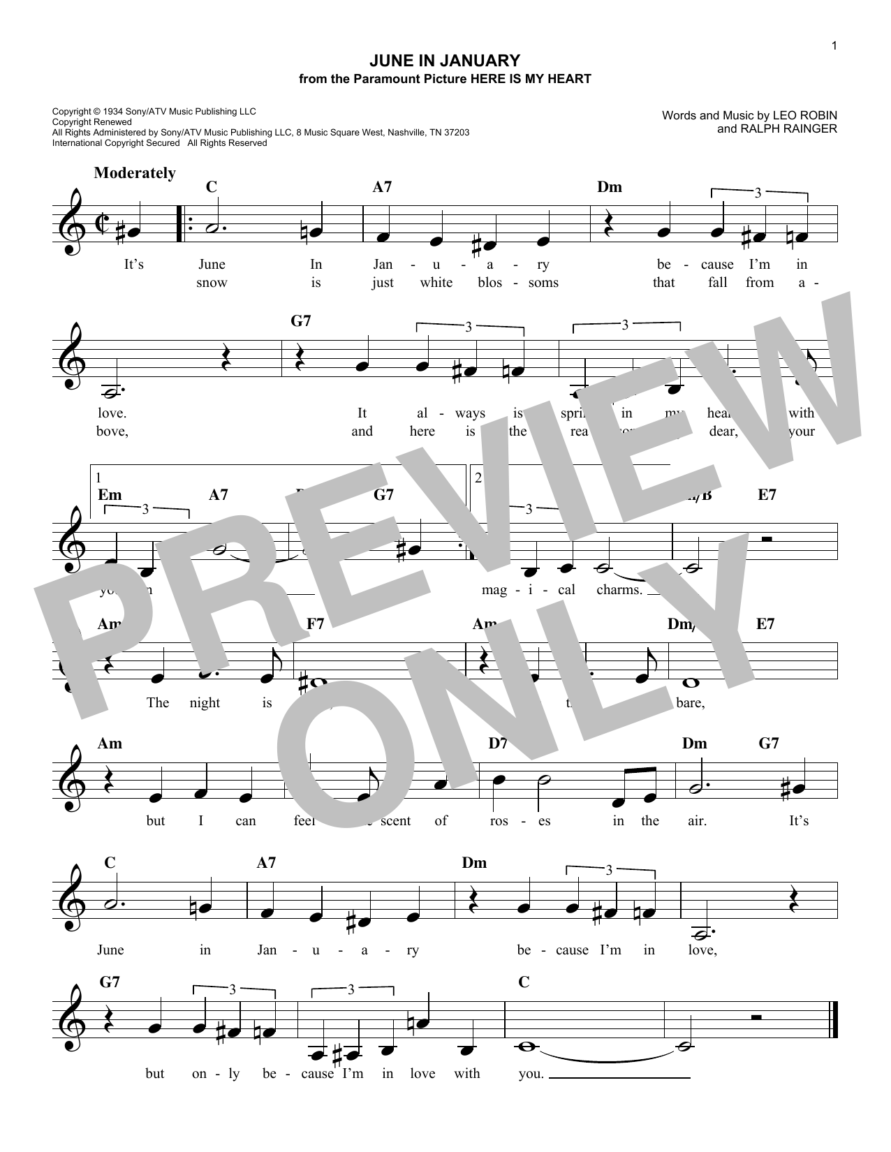 Lucy Ann Polk June In January Sheet Music Notes & Chords for Real Book – Melody, Lyrics & Chords - Download or Print PDF