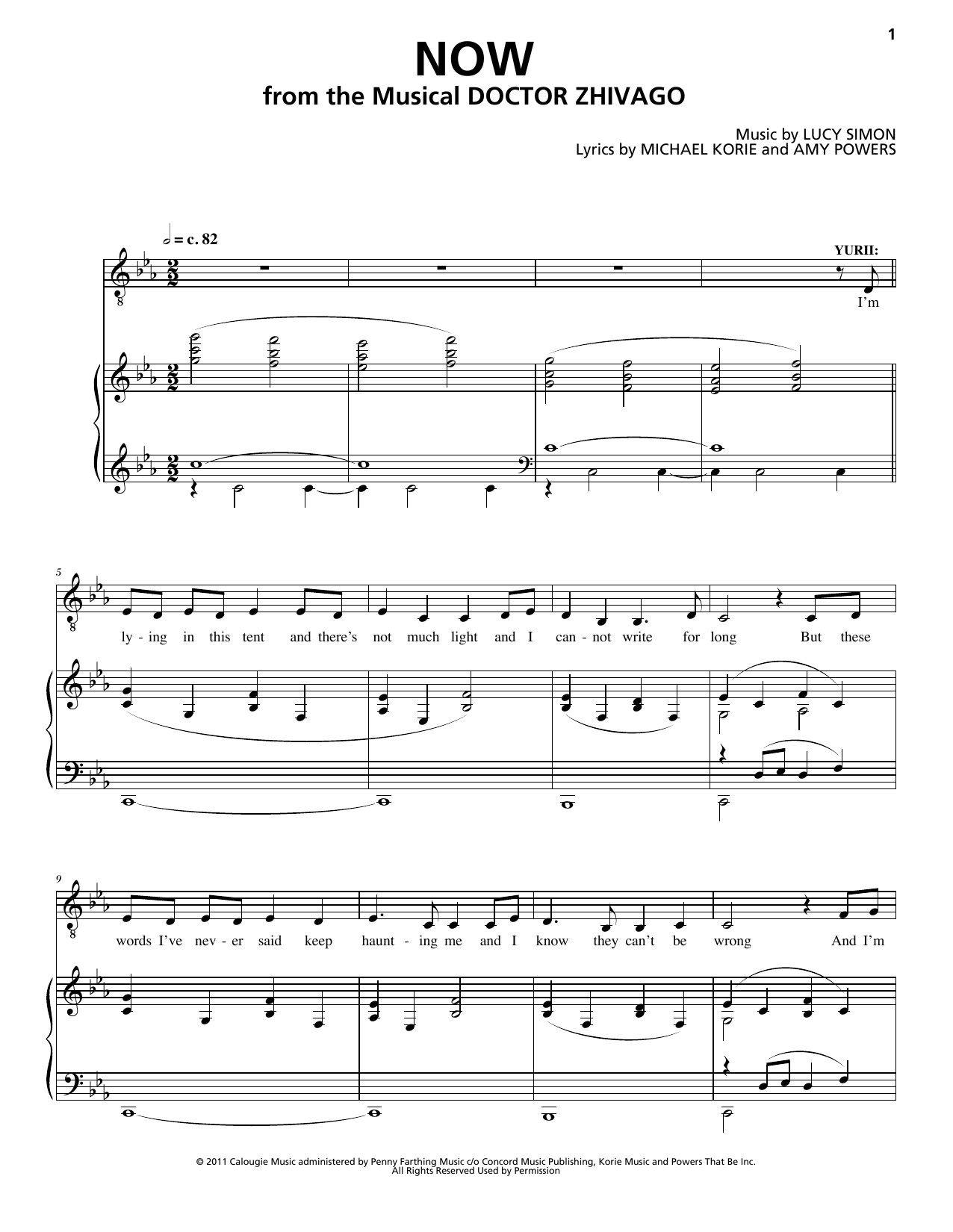 Lucy Simon, Michael Korie & Amy Powers Now (from Doctor Zhivago: The Broadway Musical) Sheet Music Notes & Chords for Piano & Vocal - Download or Print PDF