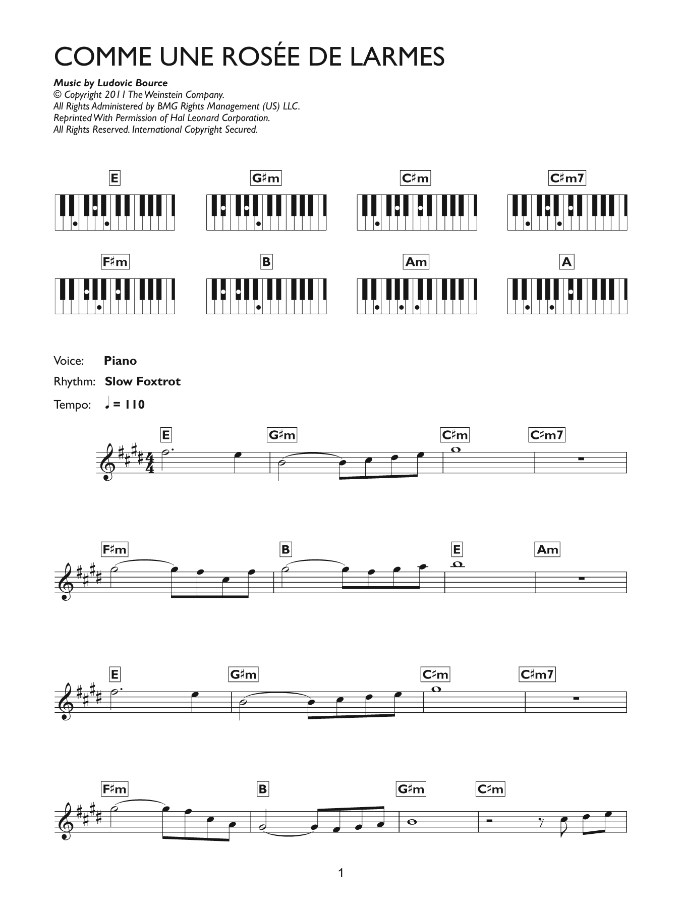 Ludovic Bource Comme Une Rosee De Larmes (from The Artist) Sheet Music Notes & Chords for Keyboard - Download or Print PDF