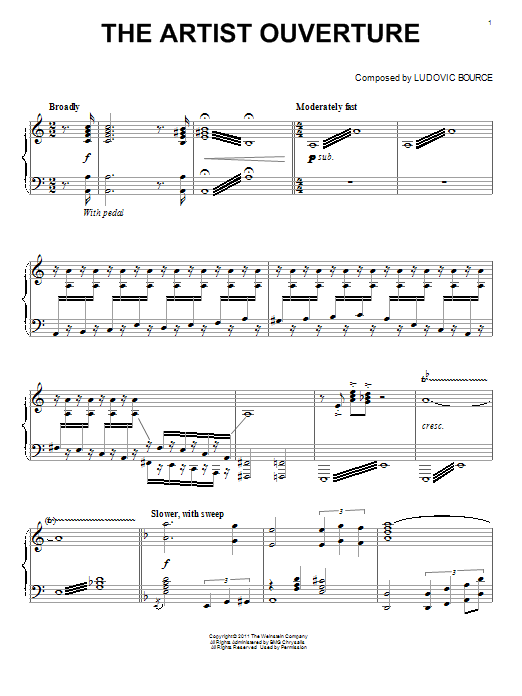 Ludovic Bource The Artist Ouverture Sheet Music Notes & Chords for Easy Piano - Download or Print PDF