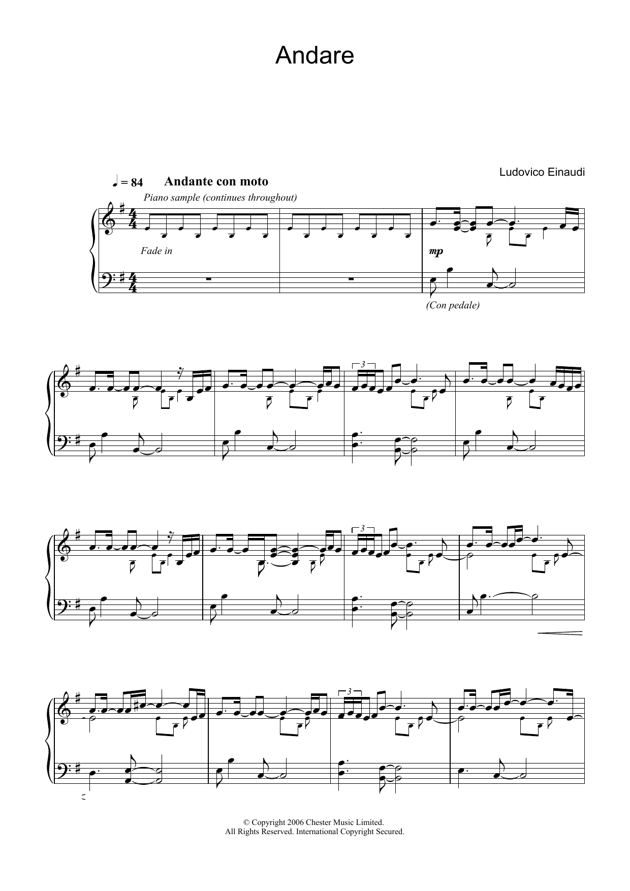 Ludovico Einaudi Andare Sheet Music Notes & Chords for Piano - Download or Print PDF