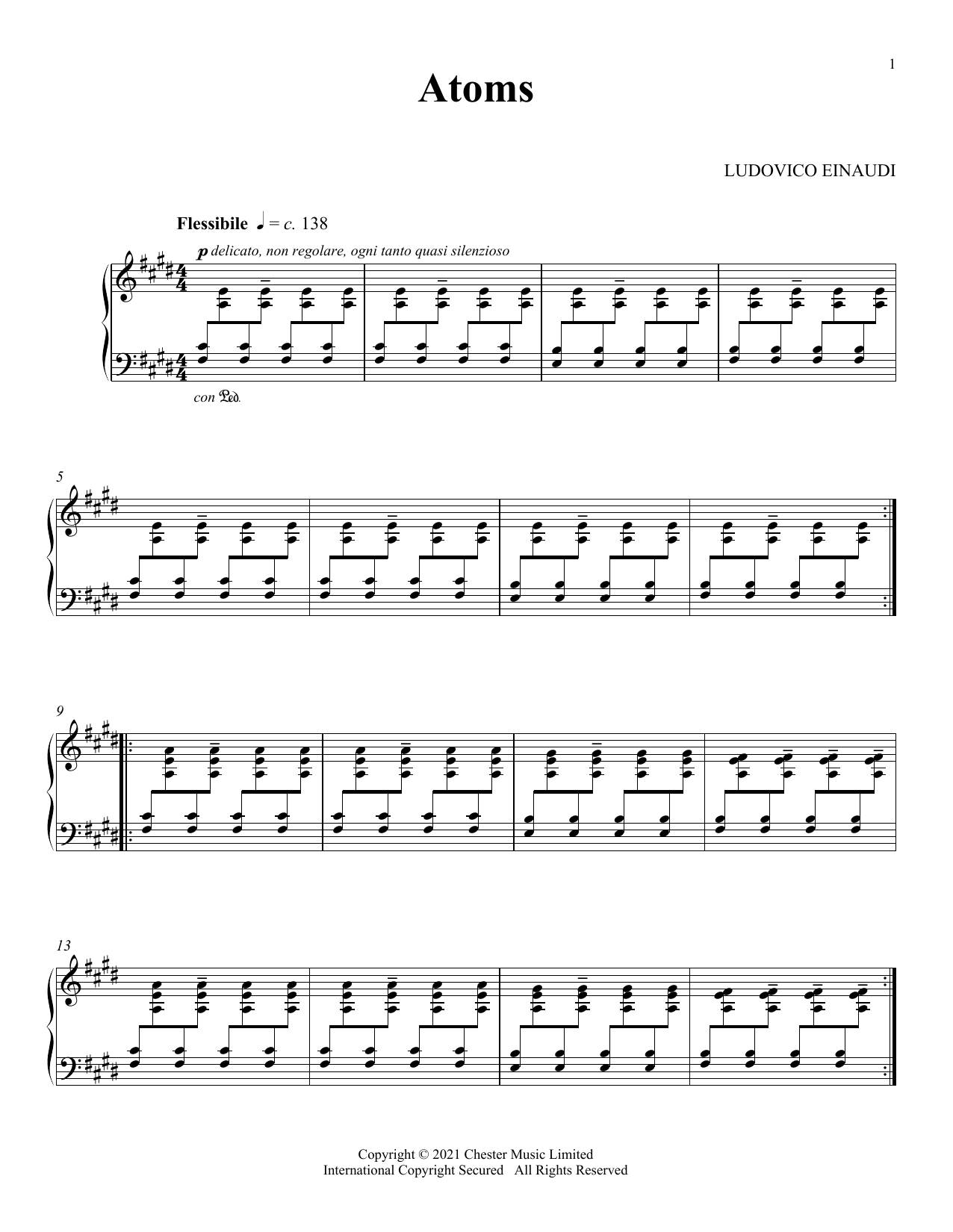 Ludovico Einaudi Atoms Sheet Music Notes & Chords for Piano Solo - Download or Print PDF