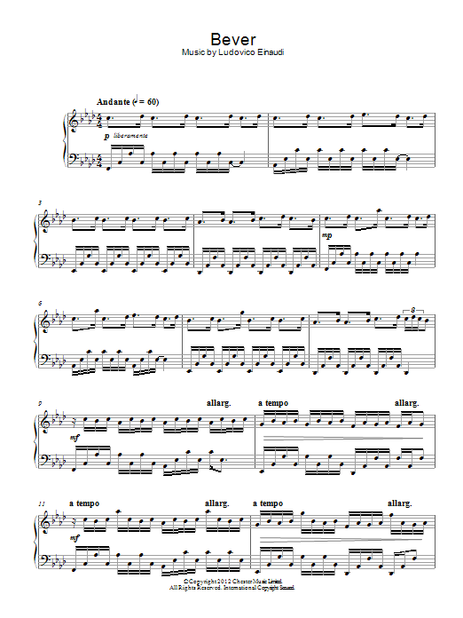 Ludovico Einaudi Bever Sheet Music Notes & Chords for Piano - Download or Print PDF
