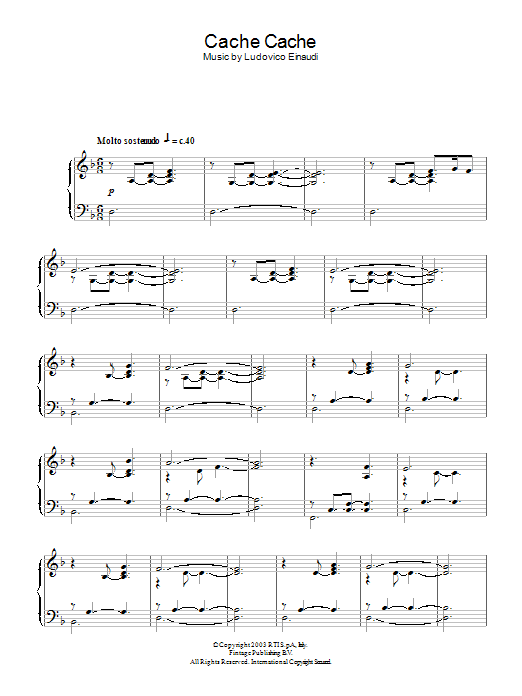 Ludovico Einaudi Cache Cache Sheet Music Notes & Chords for Piano - Download or Print PDF