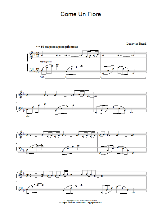 Ludovico Einaudi Come Un Fiore Sheet Music Notes & Chords for Piano - Download or Print PDF