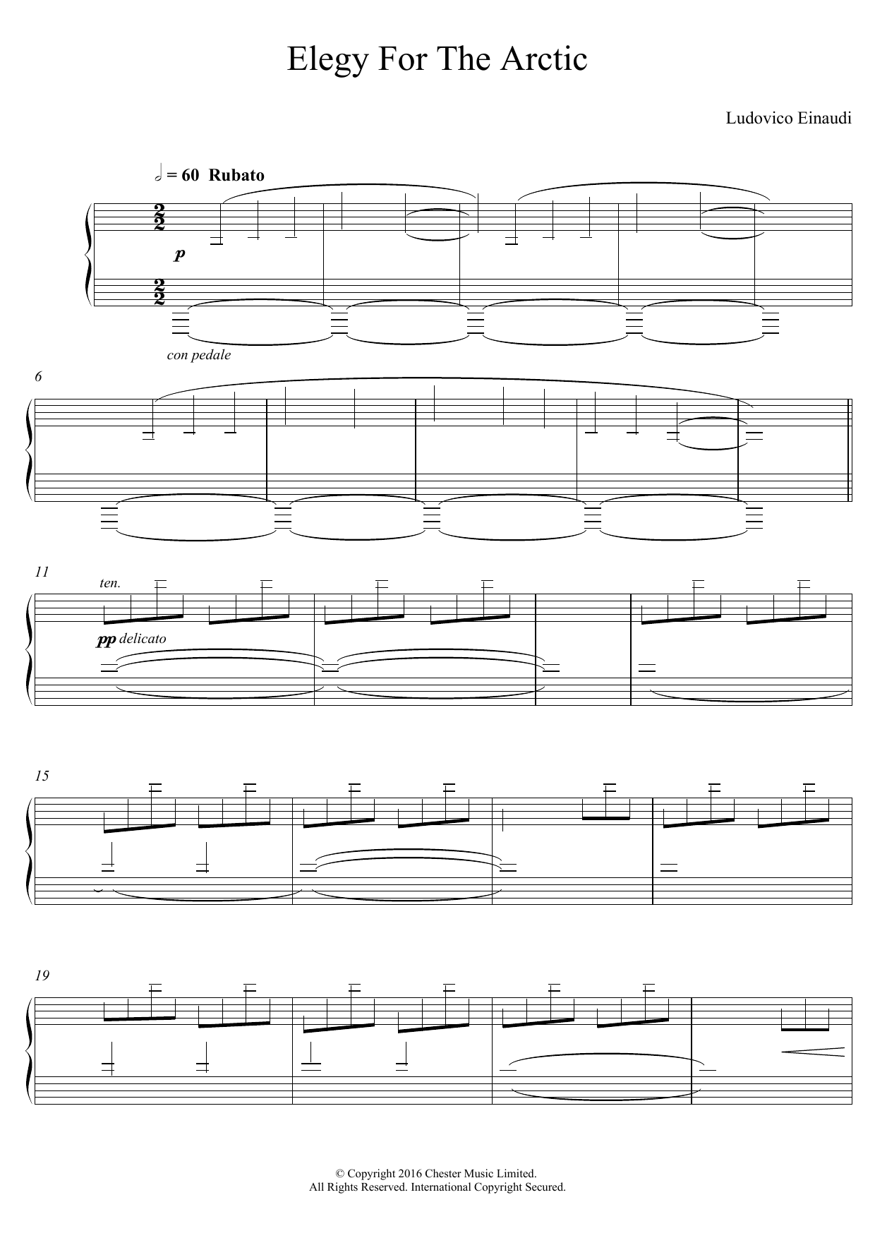 Ludovico Einaudi Elegy For The Arctic Sheet Music Notes & Chords for Piano - Download or Print PDF