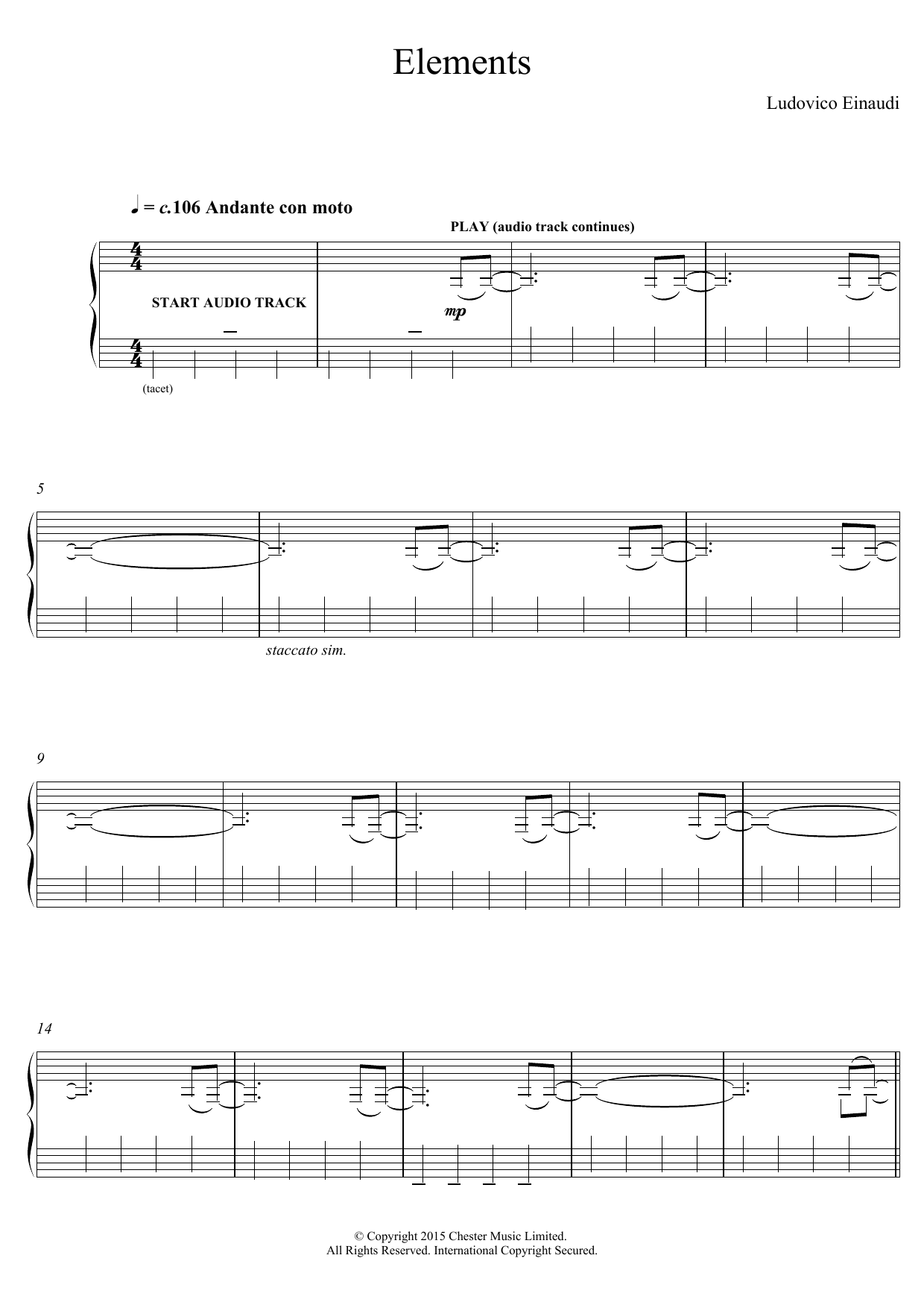 Ludovico Einaudi Elements Sheet Music Notes & Chords for Piano - Download or Print PDF