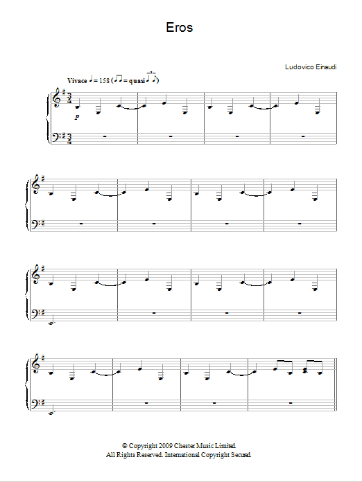 Ludovico Einaudi Eros Sheet Music Notes & Chords for Piano - Download or Print PDF