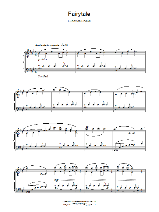 Ludovico Einaudi Fairytale Sheet Music Notes & Chords for Piano - Download or Print PDF