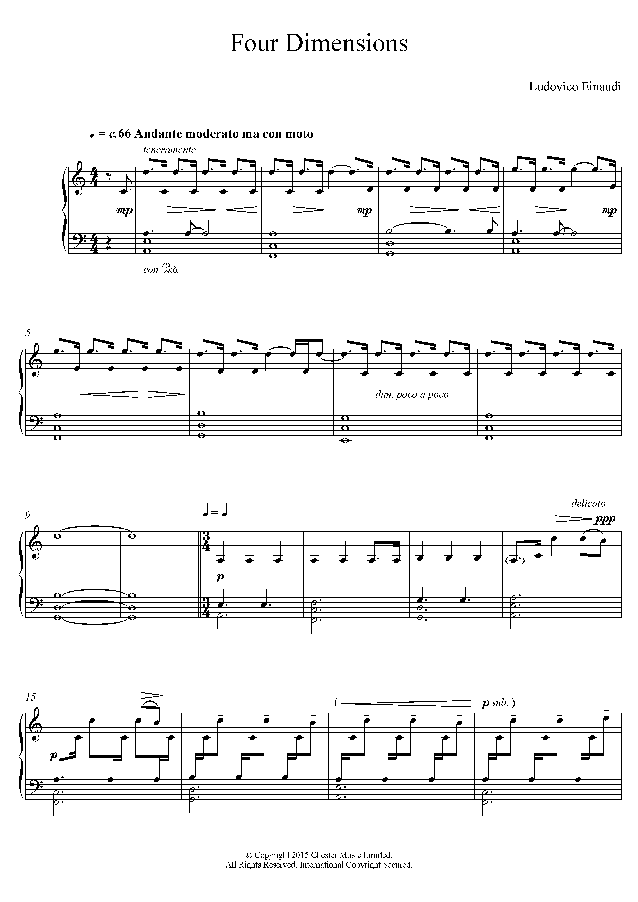 Ludovico Einaudi Four Dimensions Sheet Music Notes & Chords for Piano - Download or Print PDF