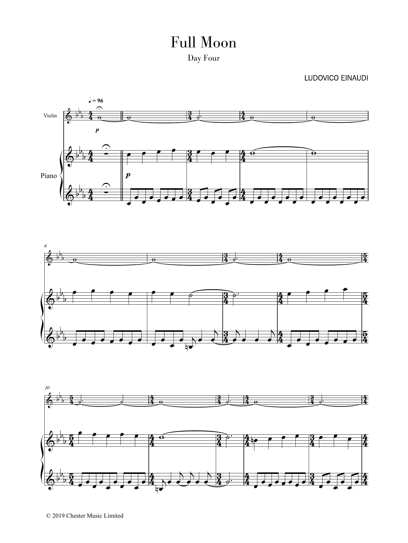 Ludovico Einaudi Full Moon (Day 4) Sheet Music Notes & Chords for Piano Solo - Download or Print PDF