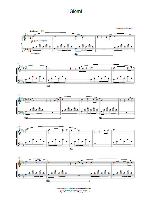Ludovico Einaudi I Giorni Sheet Music Notes & Chords for Piano - Download or Print PDF