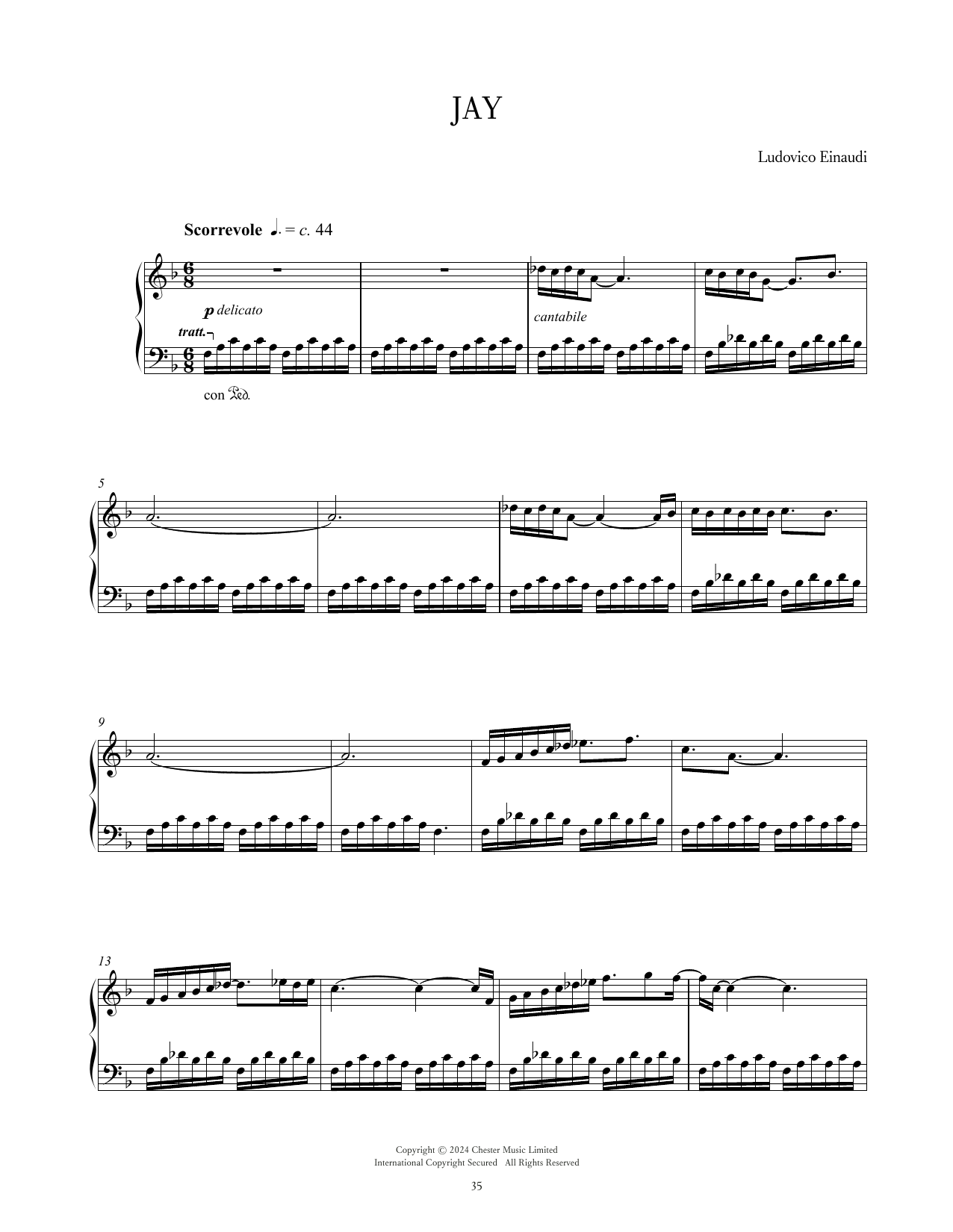 Ludovico Einaudi Jay Sheet Music Notes & Chords for Piano Solo - Download or Print PDF