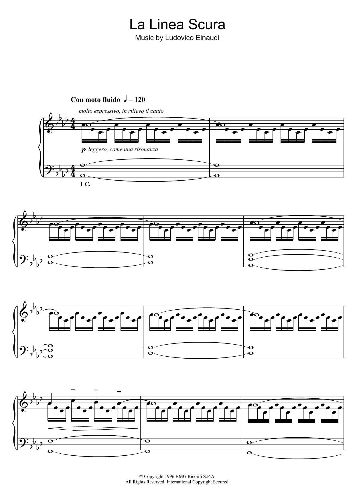 Ludovico Einaudi La Linea Scura Sheet Music Notes & Chords for Piano - Download or Print PDF