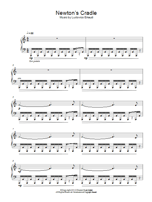 Ludovico Einaudi Newton's Cradle Sheet Music Notes & Chords for Piano - Download or Print PDF