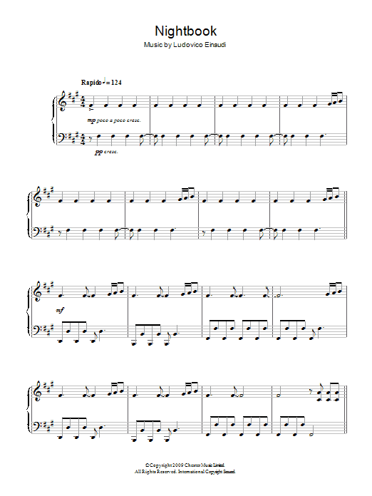 Ludovico Einaudi Nightbook Sheet Music Notes & Chords for Piano - Download or Print PDF