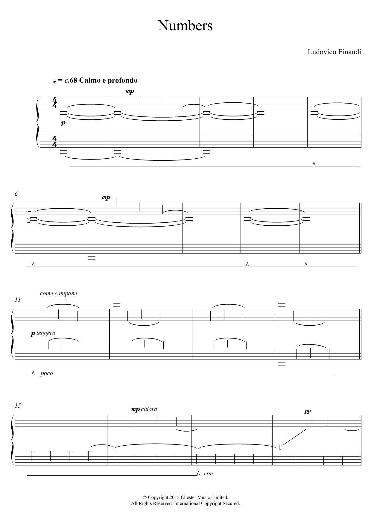 Ludovico Einaudi Numbers Sheet Music Notes & Chords for Piano - Download or Print PDF