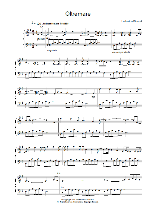 Ludovico Einaudi Oltremare Sheet Music Notes & Chords for Piano - Download or Print PDF