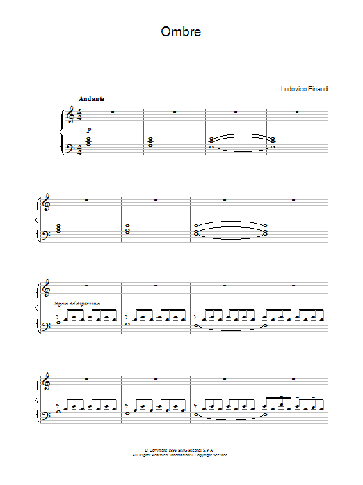 Ludovico Einaudi Ombre Sheet Music Notes & Chords for Piano - Download or Print PDF